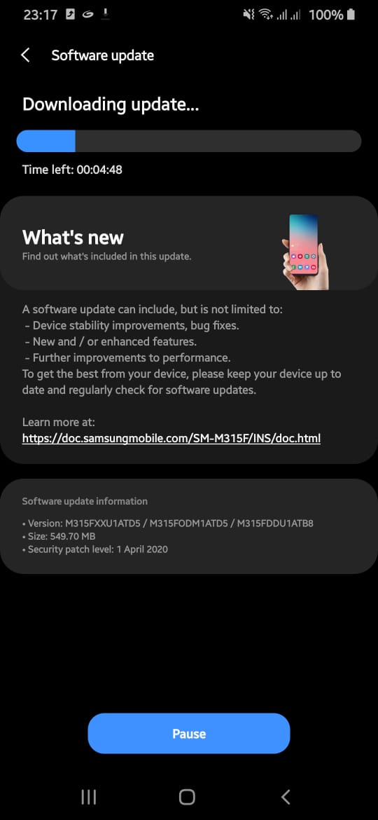
Very recently April 2020 Android patch, stability improvements, bug fixes and security update has been released for Samsung Galaxy M31 in India